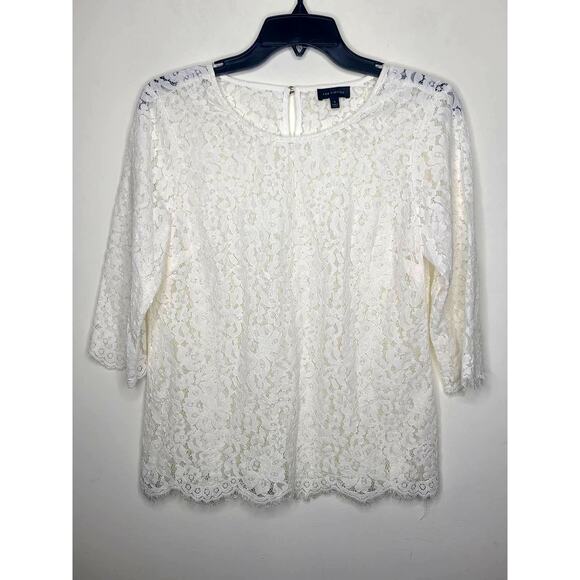 The Limited white lace 3/4 sleeve blouse - XS - Picture 1 of 4
